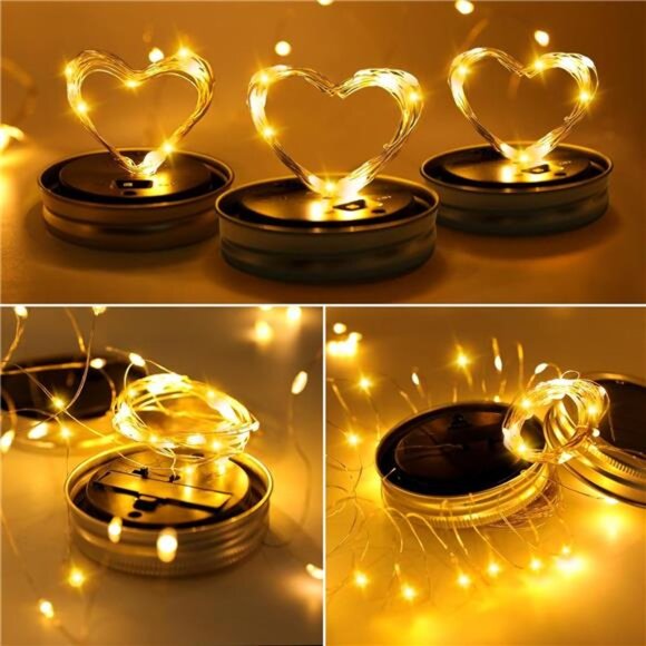 Mason Jar Solar Lights for Outside,12 Pack 30 LED Fairy Firefly Lights Mason Jar - Picture 5 of 7